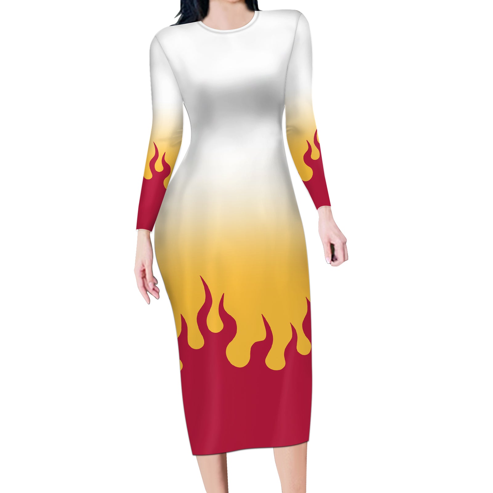 Kyojuro Rengoku Long Sleeve Bodycon Dress Demon Slayer