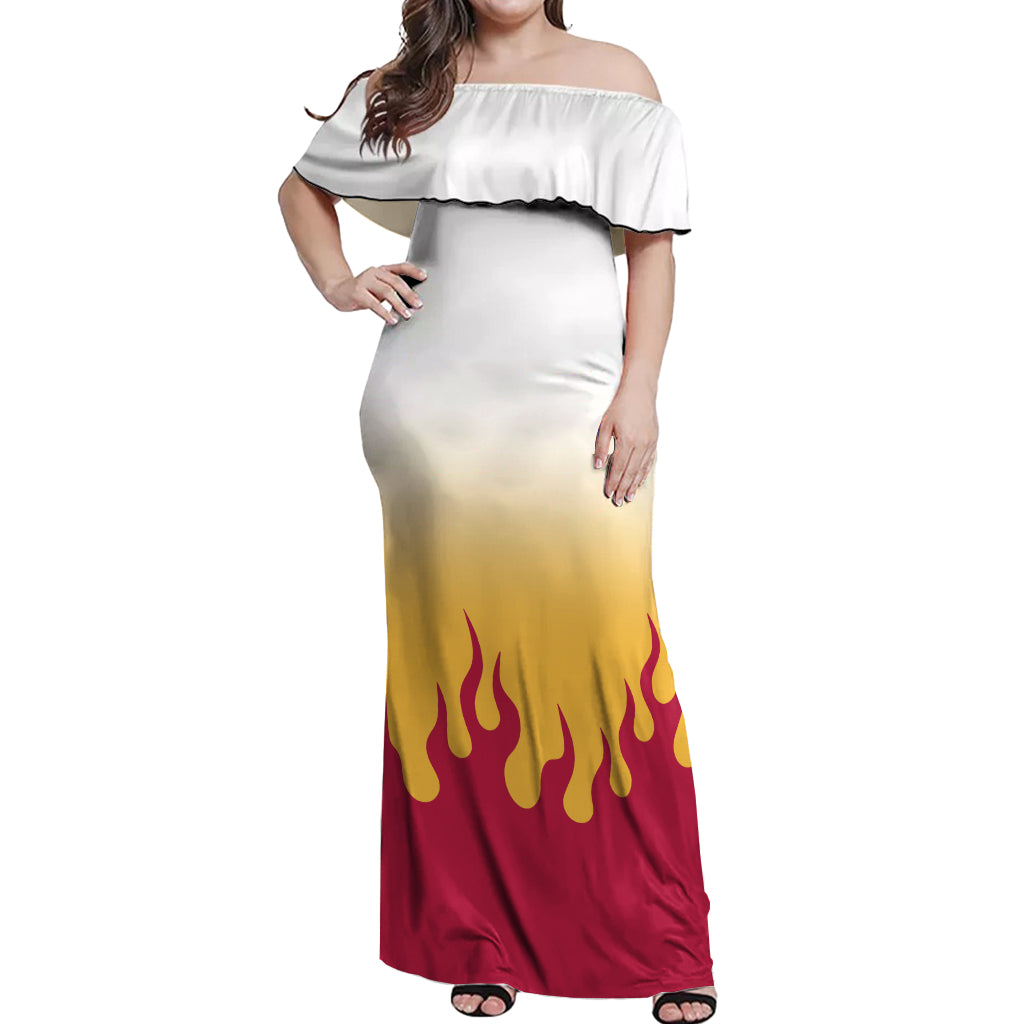 Kyojuro Rengoku Off Shoulder Maxi Dress Demon Slayer
