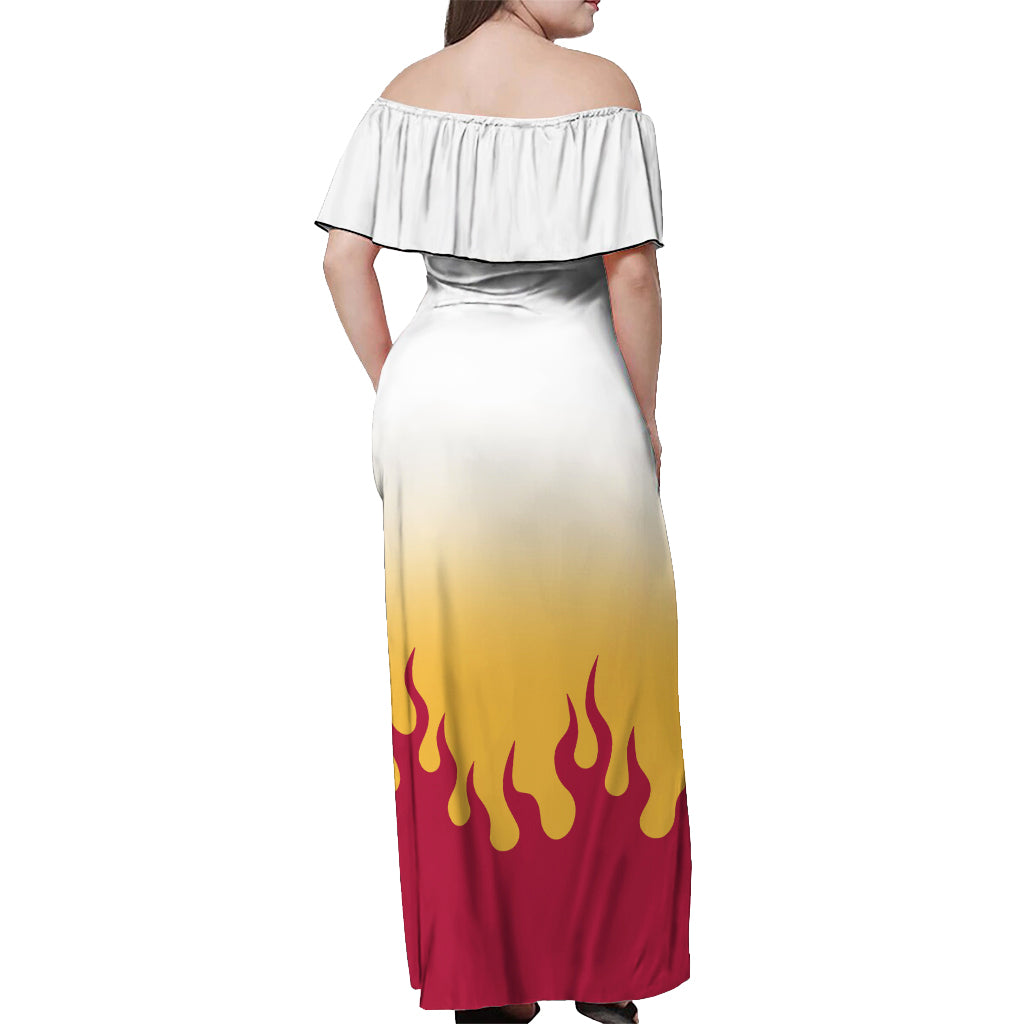 Kyojuro Rengoku Off Shoulder Maxi Dress Demon Slayer