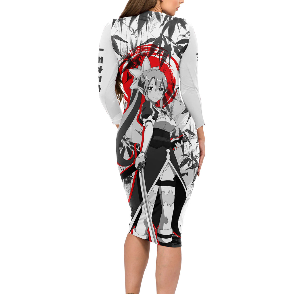 Leafa Japan Style Long Sleeve Bodycon Dress Sword Art Online