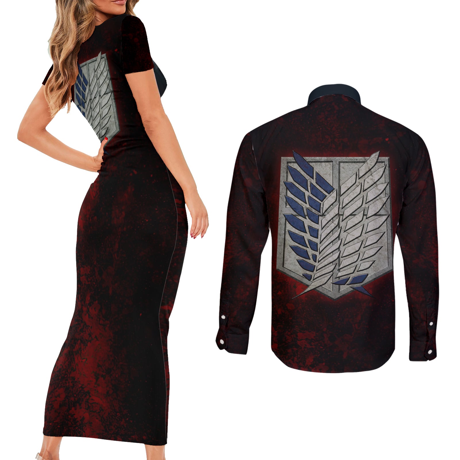 Armin Arlert  Final Season Anime Couples Matching Short Sleeve Bodycon Dress and Long Sleeve Button Shirt Attack On Titan