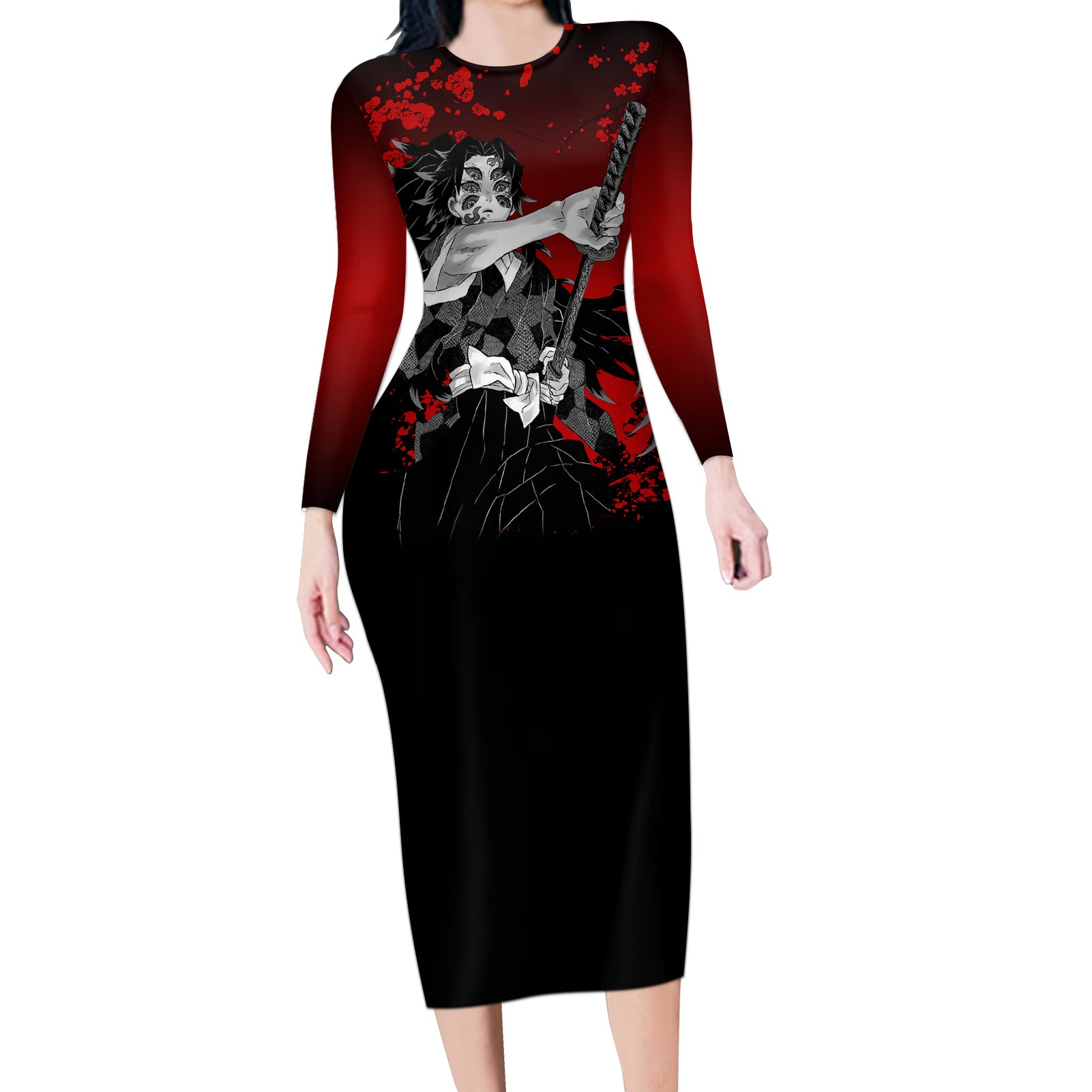 Kokushibo Long Sleeve Bodycon Dress Demon Slayer