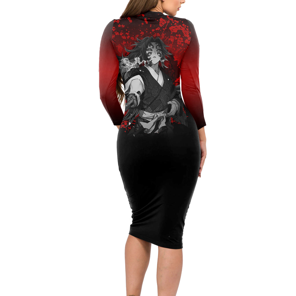Kokushibo Long Sleeve Bodycon Dress Demon Slayer
