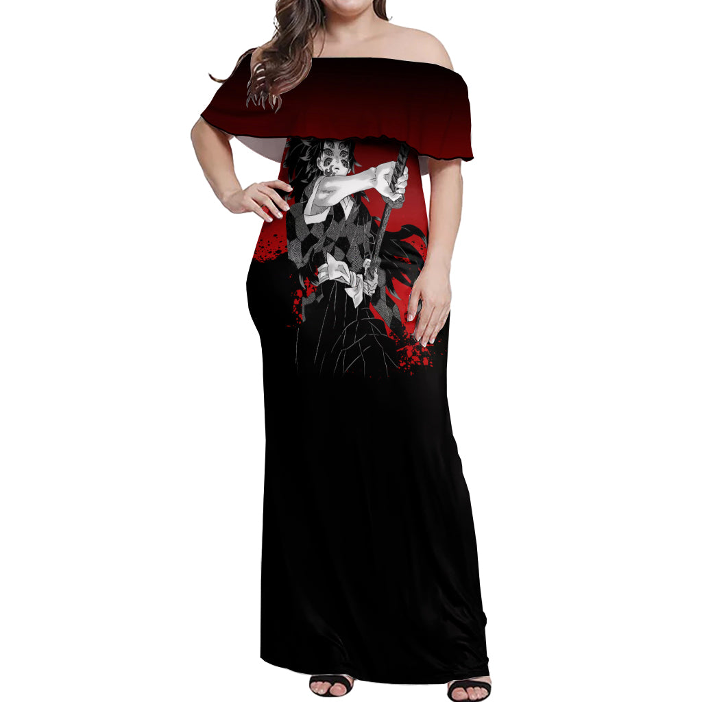 Kokushibo Off Shoulder Maxi Dress Demon Slayer