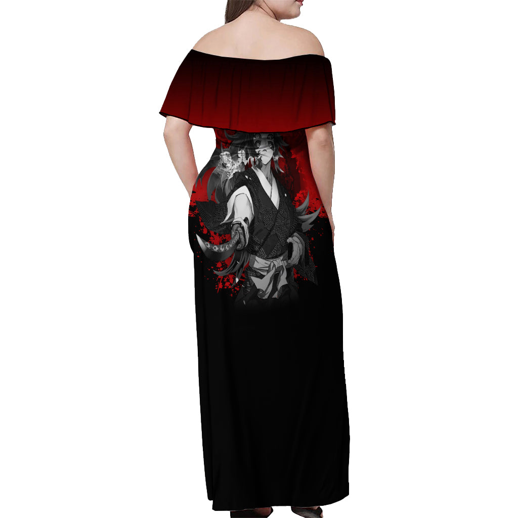 Kokushibo Off Shoulder Maxi Dress Demon Slayer