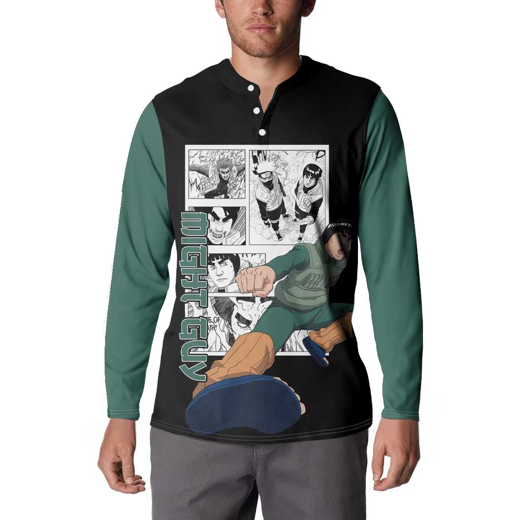 Might Guy - Naruto Button Sweatshirt Anime Mix Manga Style