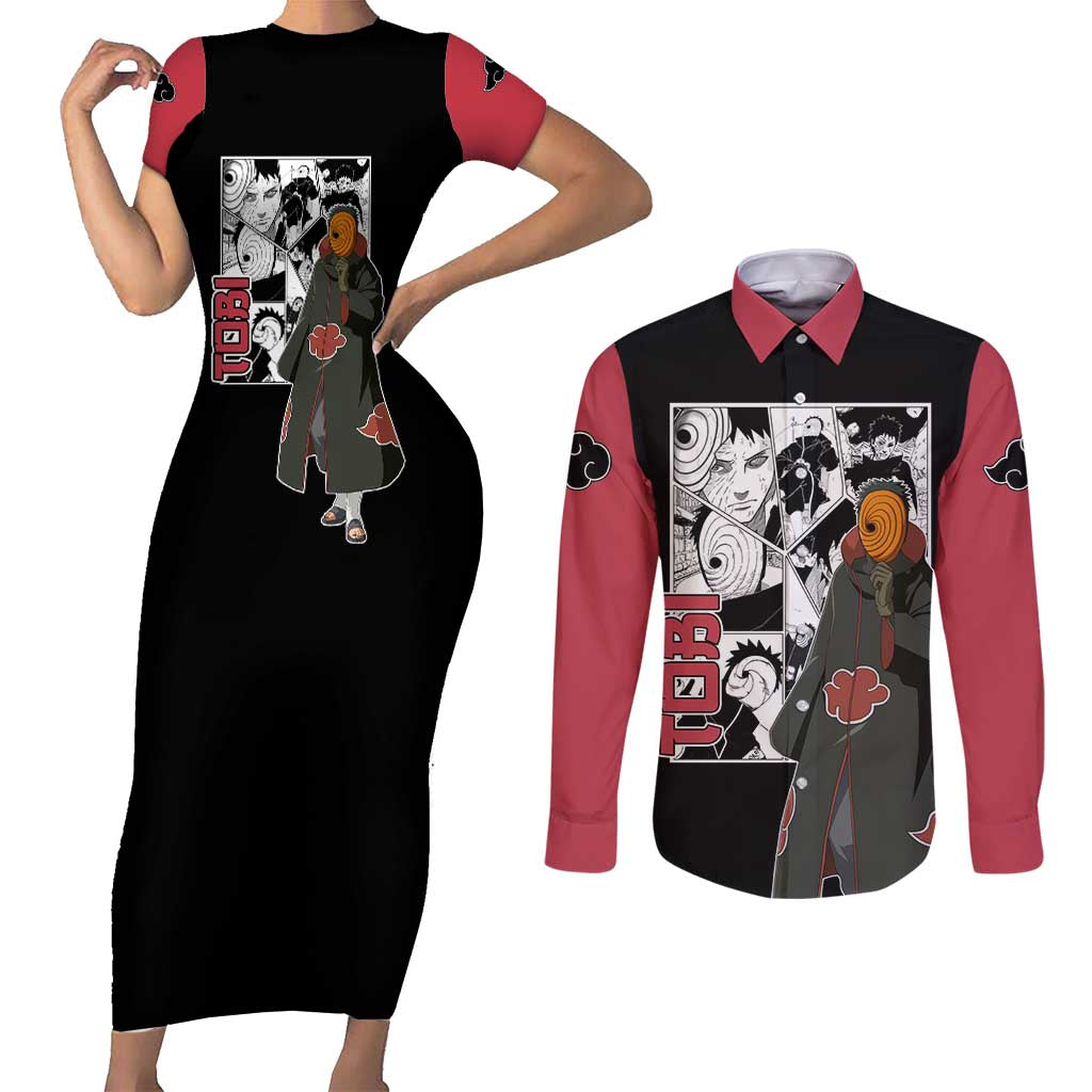 Tobi - Naruto Couples Matching Short Sleeve Bodycon Dress and Long Sleeve Button Shirt Anime Mix Manga Style