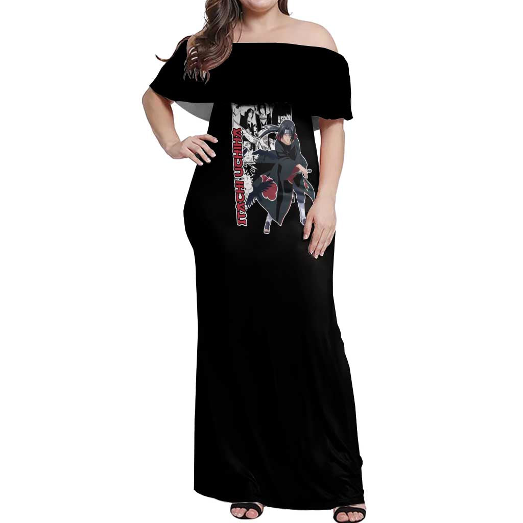 Itachi Uchiha - Naruto Off Shoulder Maxi Dress Anime Mix Manga Style