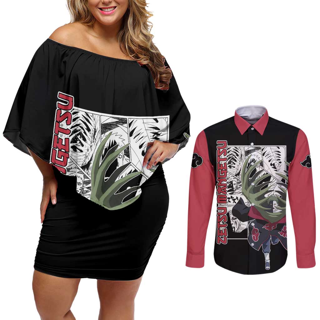 Zetsu Mangetsu - Naruto Couples Matching Off Shoulder Short Dress and Long Sleeve Button Shirt Anime Mix Manga Style