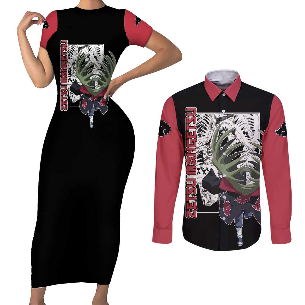 Zetsu Mangetsu - Naruto Couples Matching Short Sleeve Bodycon Dress and Long Sleeve Button Shirt Anime Mix Manga Style