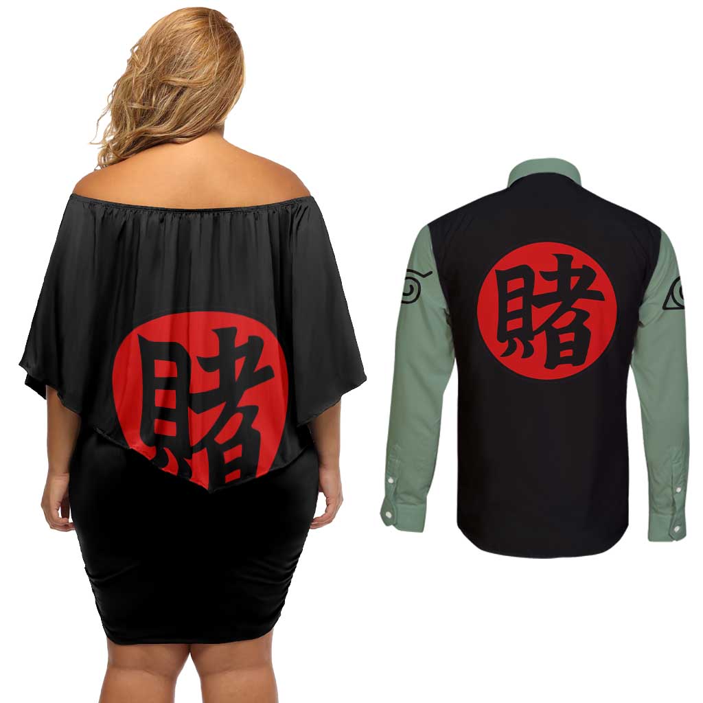 Tsunade Senju - Naruto Couples Matching Off Shoulder Short Dress and Long Sleeve Button Shirt Anime Mix Manga Style