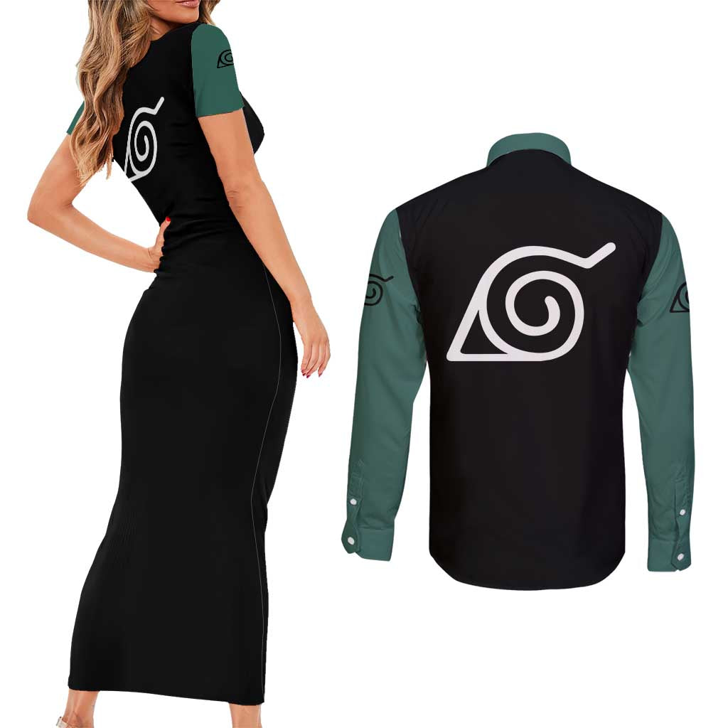 Rock Lee - Naruto Couples Matching Short Sleeve Bodycon Dress and Long Sleeve Button Shirt Anime Mix Manga Style