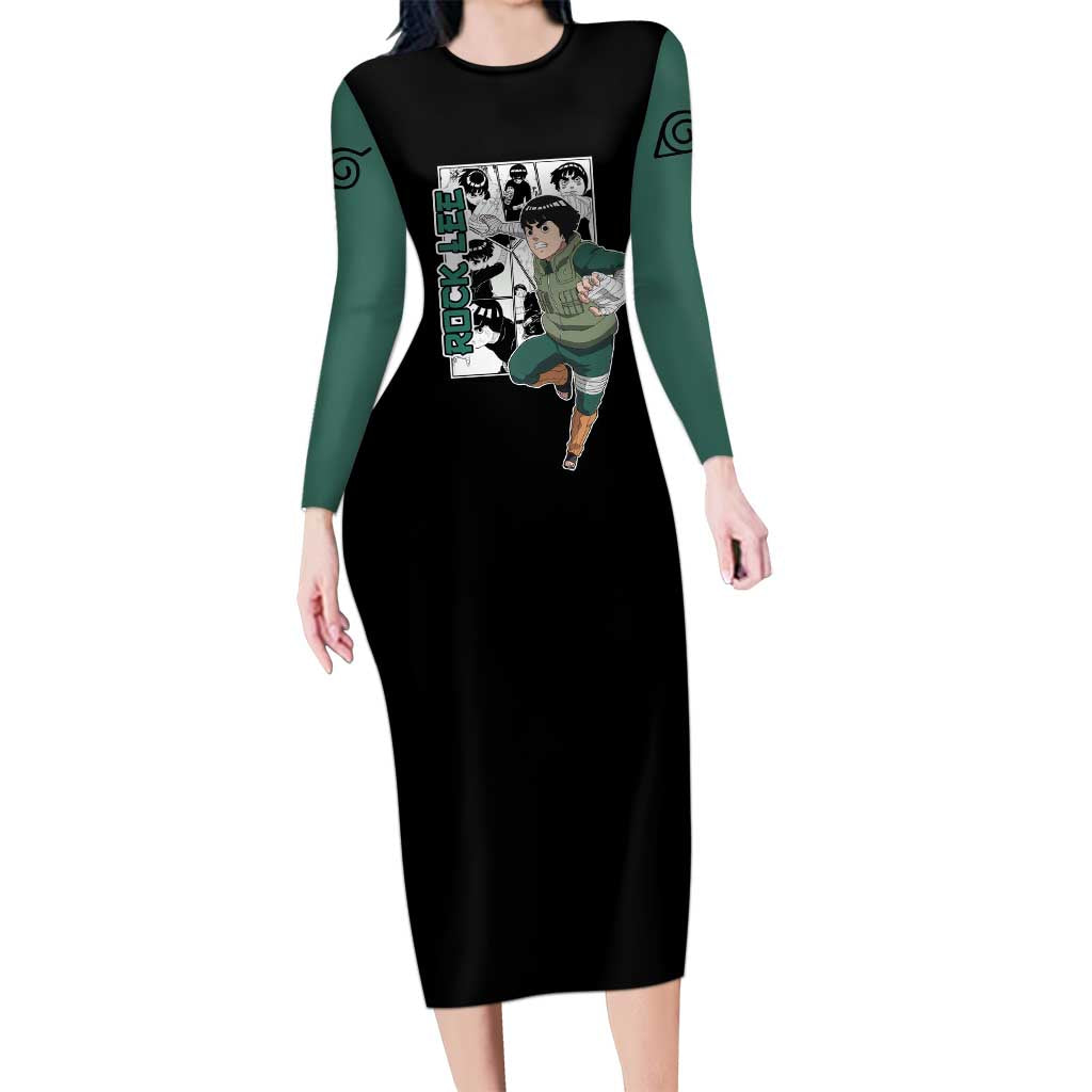 Rock Lee - Naruto Long Sleeve Bodycon Dress Anime Mix Manga Style