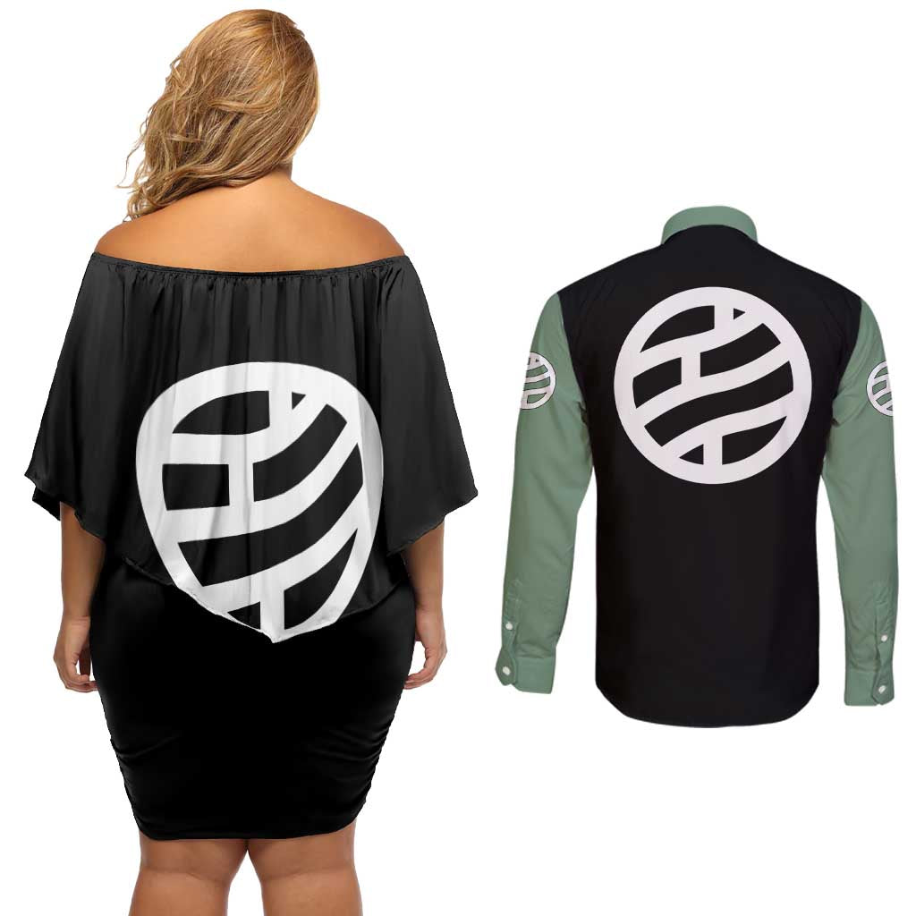 Shikamaru Nara - Naruto Couples Matching Off Shoulder Short Dress and Long Sleeve Button Shirt Anime Mix Manga Style