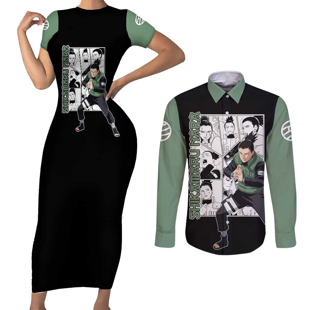 Shikamaru Nara - Naruto Couples Matching Short Sleeve Bodycon Dress and Long Sleeve Button Shirt Anime Mix Manga Style