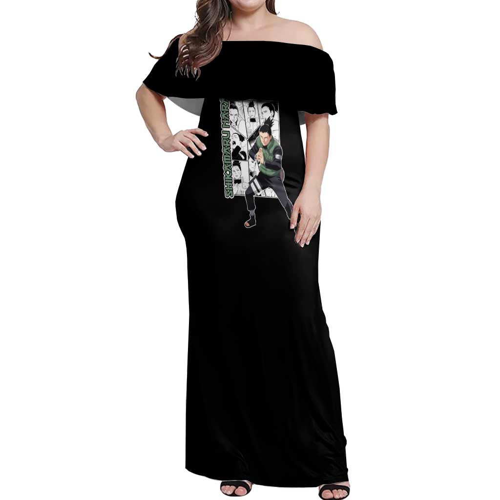Shikamaru Nara - Naruto Off Shoulder Maxi Dress Anime Mix Manga Style