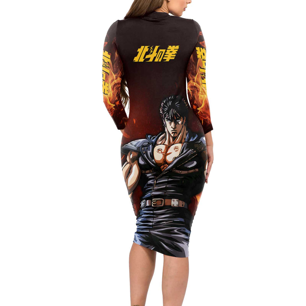Kenshiro - Fist of the North Star Long Sleeve Bodycon Dress Anime Style