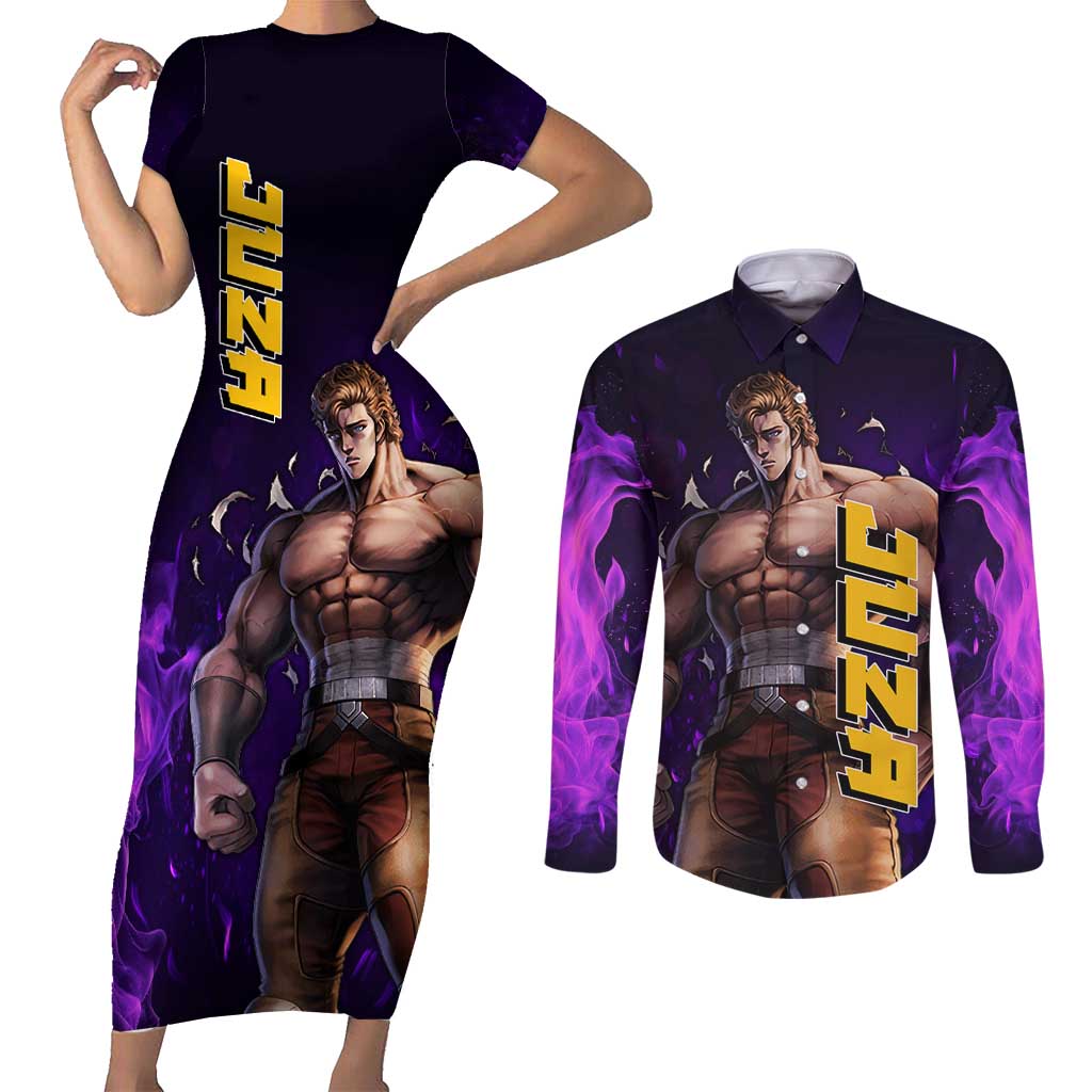 Juza - Fist Of The North Star Couples Matching Short Sleeve Bodycon Dress and Long Sleeve Button Shirt Anime Mix Manga Style