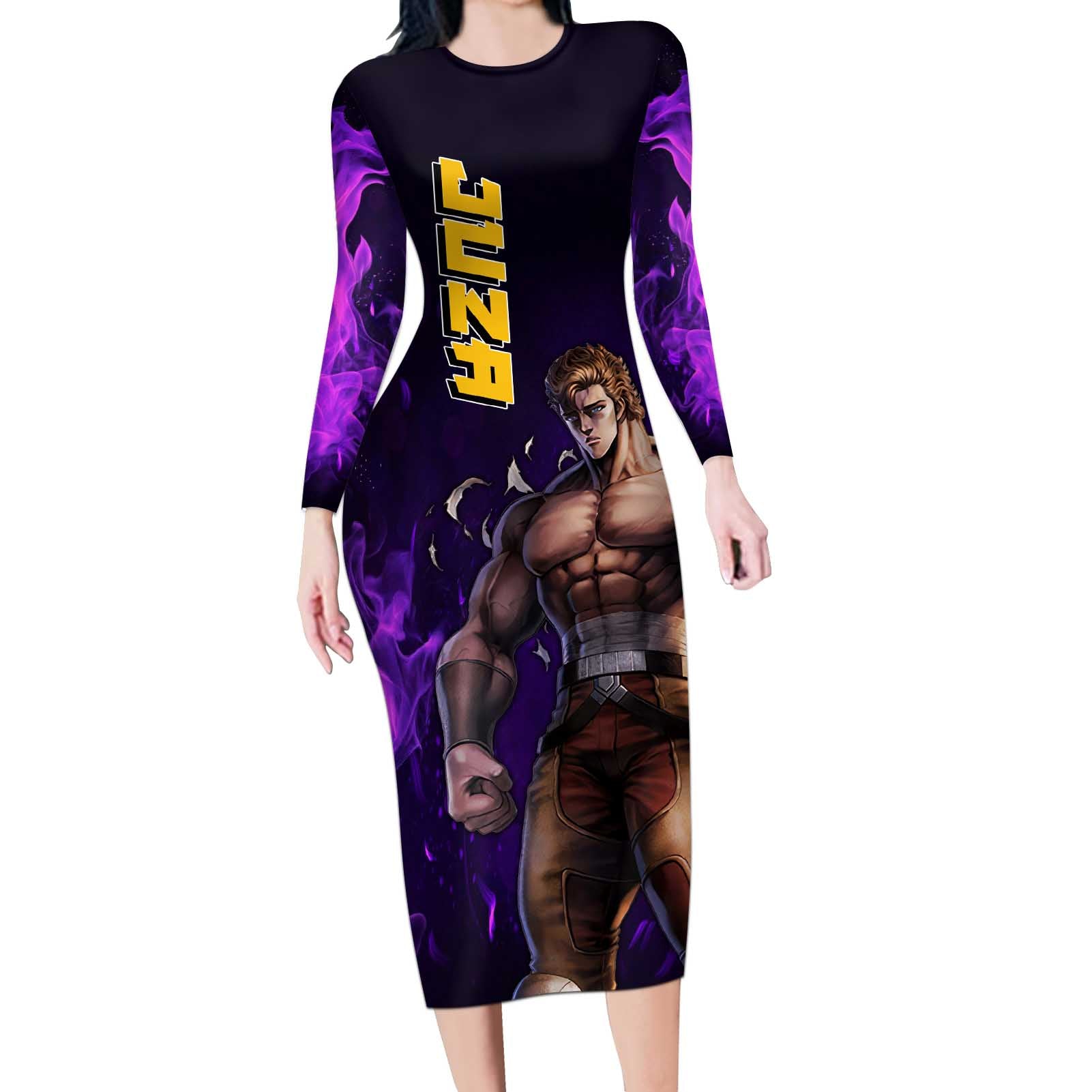 Juza - Fist Of The North Star Long Sleeve Bodycon Dress Anime Mix Manga Style