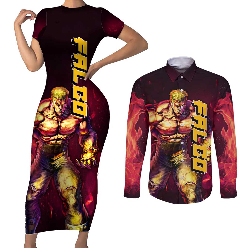 Falco - Fist Of The North Star Couples Matching Short Sleeve Bodycon Dress and Long Sleeve Button Shirt Anime Mix Manga Style