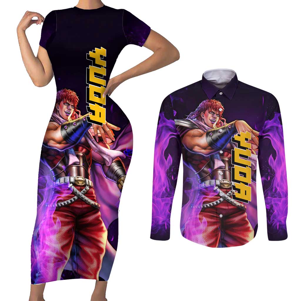 Yuda - Fist Of The North Star Couples Matching Short Sleeve Bodycon Dress and Long Sleeve Button Shirt Anime Mix Manga Style