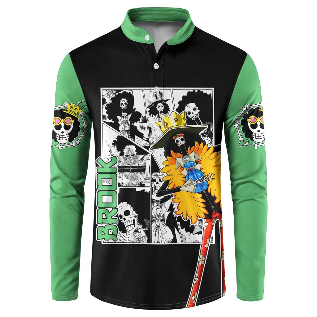 Brook - One Piece Button Sweatshirt Anime Mix Manga Style