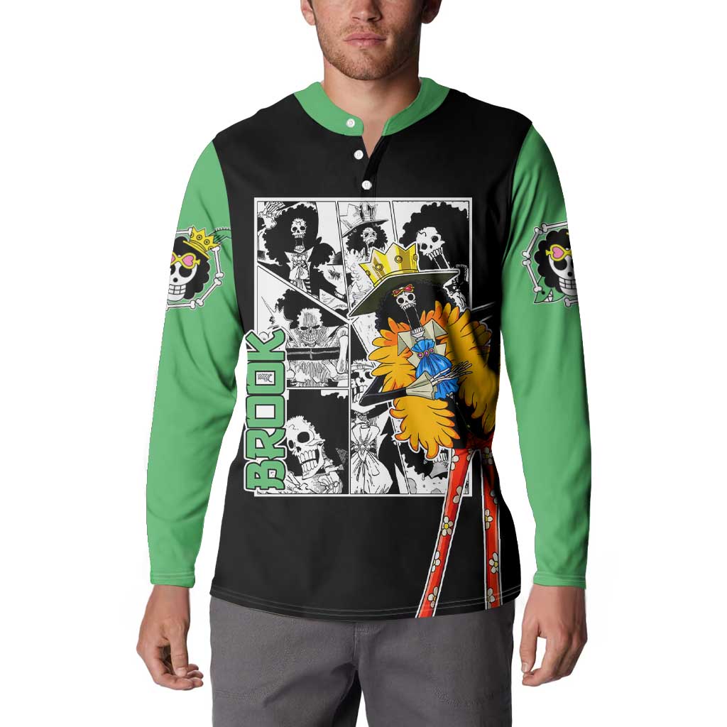 Brook - One Piece Button Sweatshirt Anime Mix Manga Style