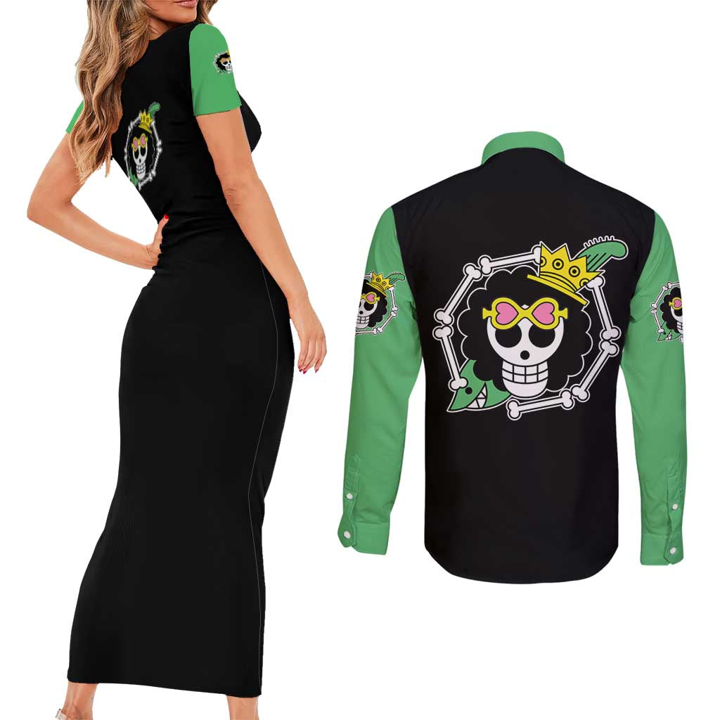 Brook - One Piece Couples Matching Short Sleeve Bodycon Dress and Long Sleeve Button Shirt Anime Mix Manga Style