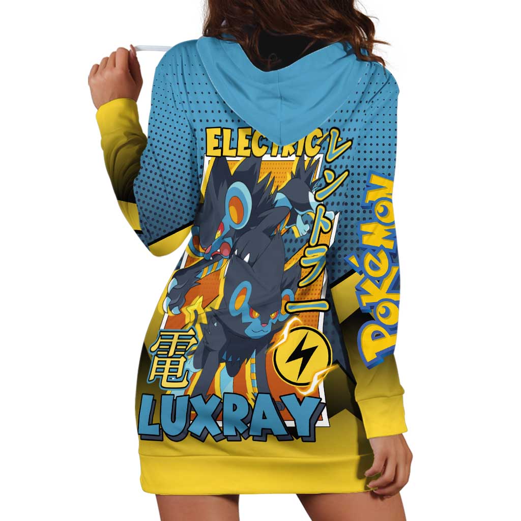 Luxray from Poké Hoodie Dress with Electric Type Power and Dynamic Pose Design - The Mazicc