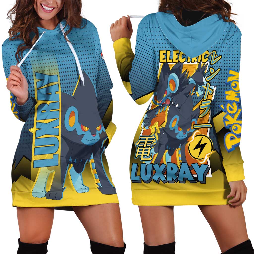 Luxray from Poké Hoodie Dress with Electric Type Power and Dynamic Pose Design - The Mazicc