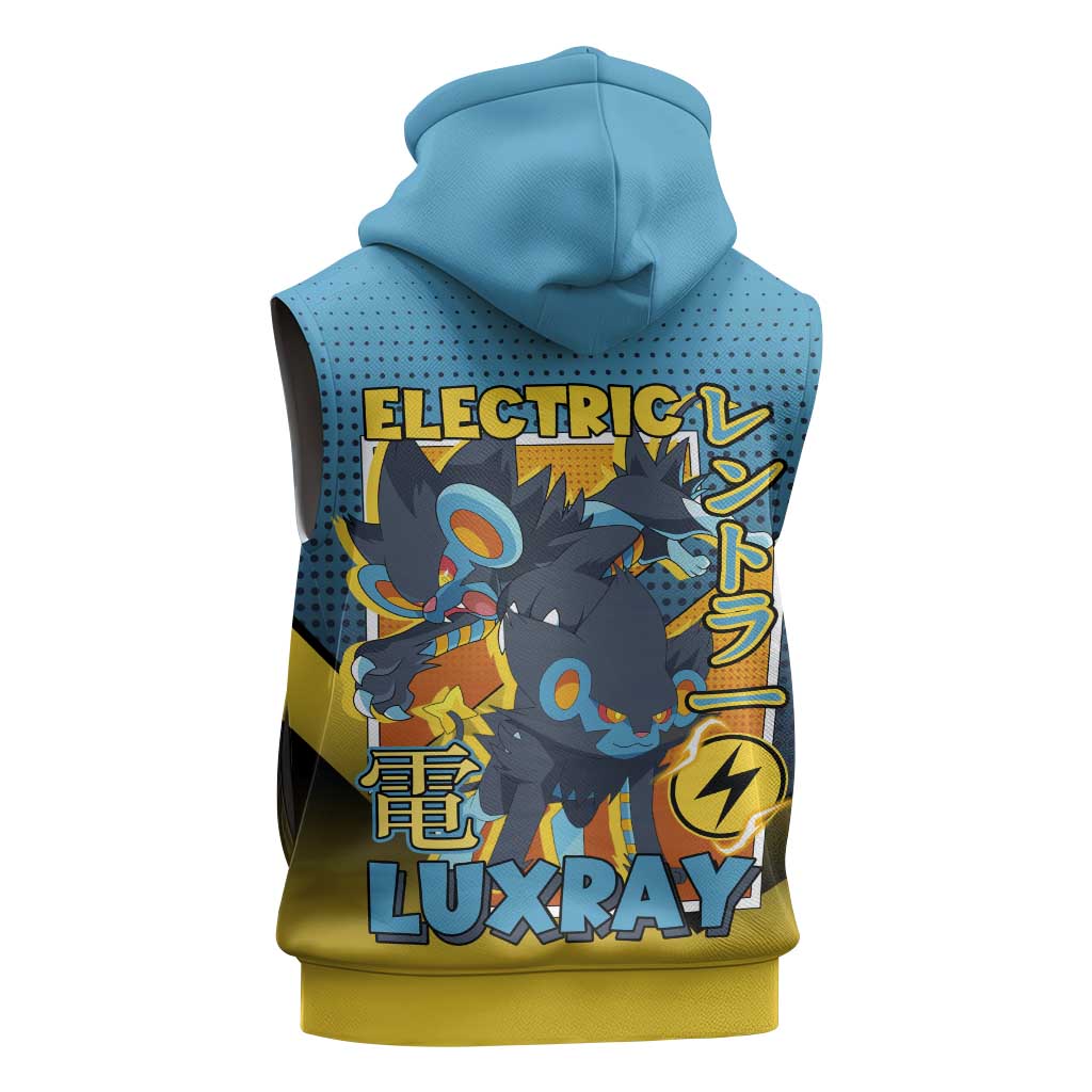 Luxray from Poké Sleeveless Hoodie with Electric Type Power and Dynamic Pose Design - The Mazicc