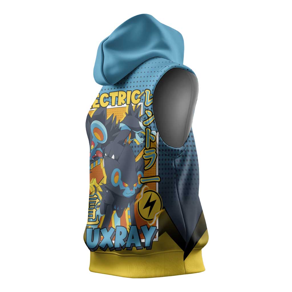 Luxray from Poké Sleeveless Hoodie with Electric Type Power and Dynamic Pose Design - The Mazicc