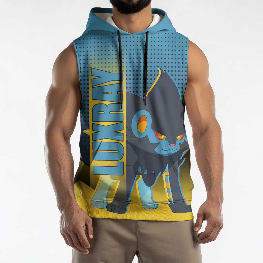 Luxray from Poké Sleeveless Hoodie with Electric Type Power and Dynamic Pose Design - The Mazicc