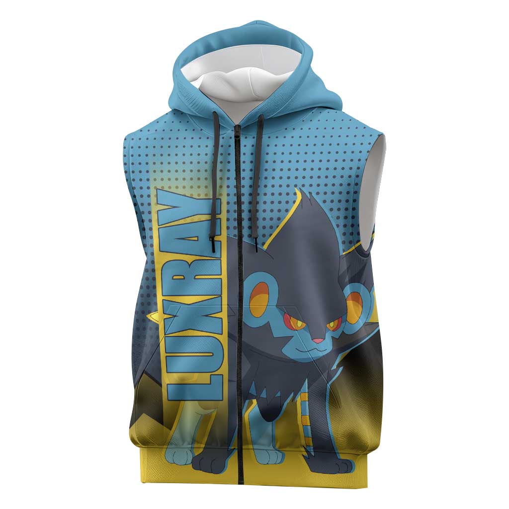 Luxray from Poké Sleeveless Zip Hoodie with Electric Type Power and Dynamic Pose Design - The Mazicc