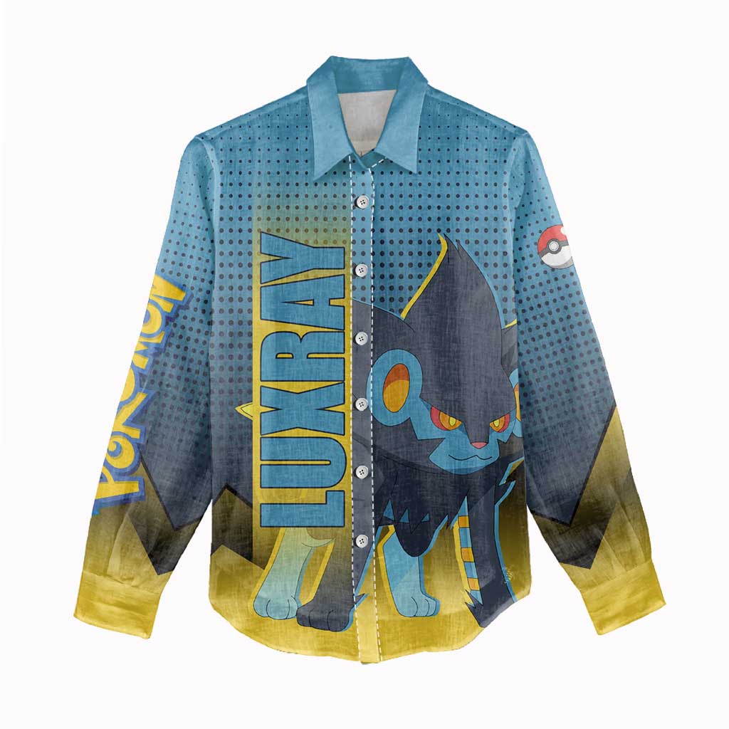 Luxray from Poké Women Casual Shirt with Electric Type Power and Dynamic Pose Design - The Mazicc