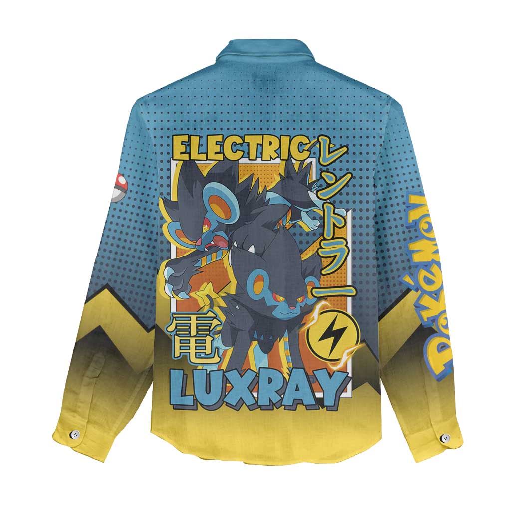 Luxray from Poké Women Casual Shirt with Electric Type Power and Dynamic Pose Design - The Mazicc