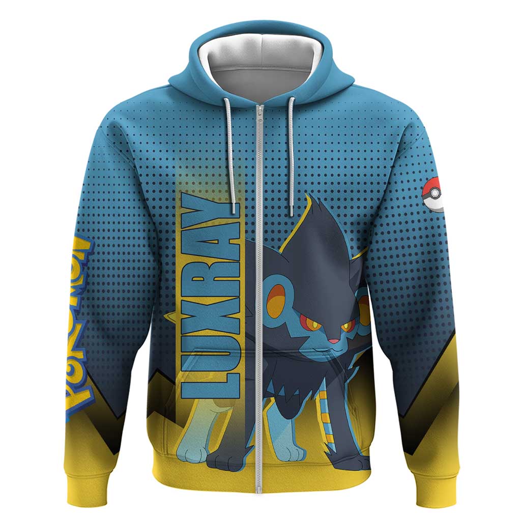Luxray from Poké Zip Hoodie with Electric Type Power and Dynamic Pose Design - The Mazicc
