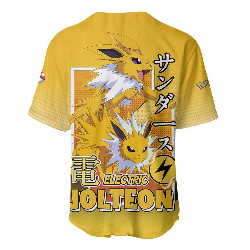 Jolteon from Poké Baseball Jersey with Electric Type Thunderbolt and Speed Design - The Mazicc