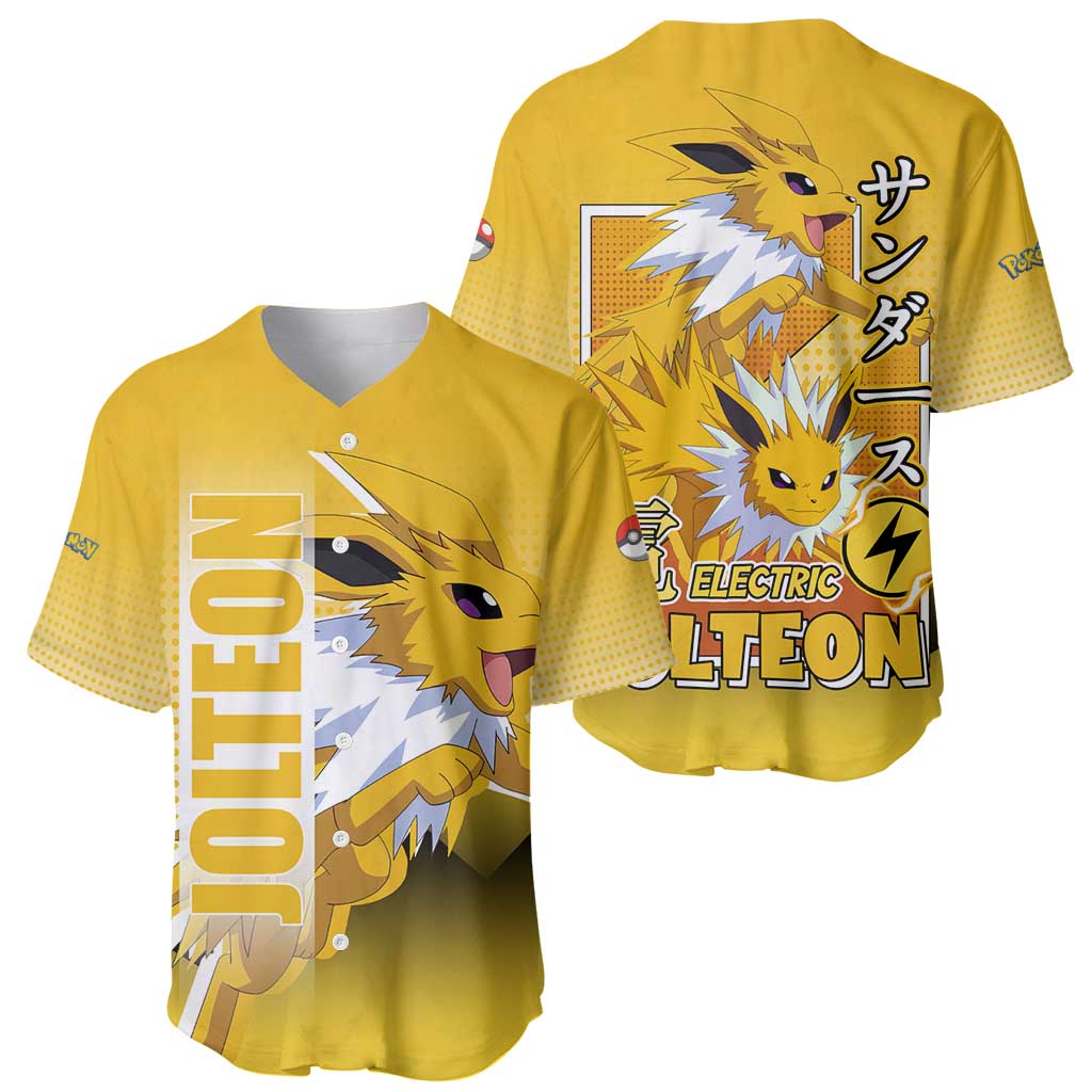 Jolteon from Poké Baseball Jersey with Electric Type Thunderbolt and Speed Design - The Mazicc