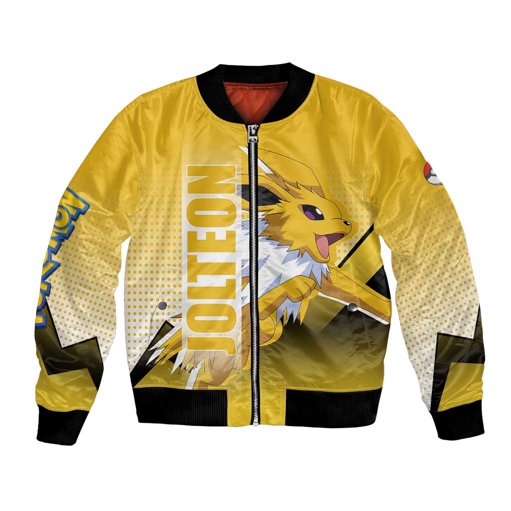 Jolteon from Poké Bomber Jacket with Electric Type Thunderbolt and Speed Design - The Mazicc