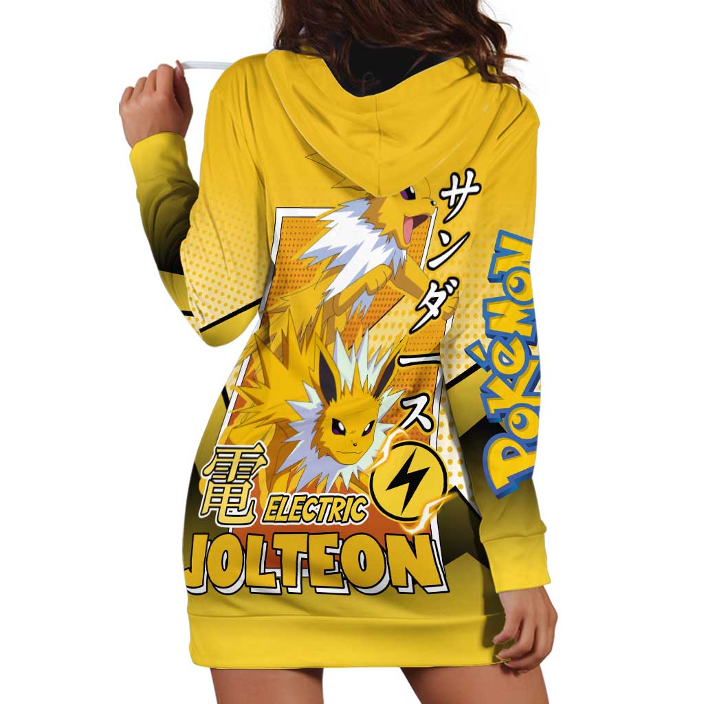 Jolteon from Poké Hoodie Dress with Electric Type Thunderbolt and Speed Design - The Mazicc