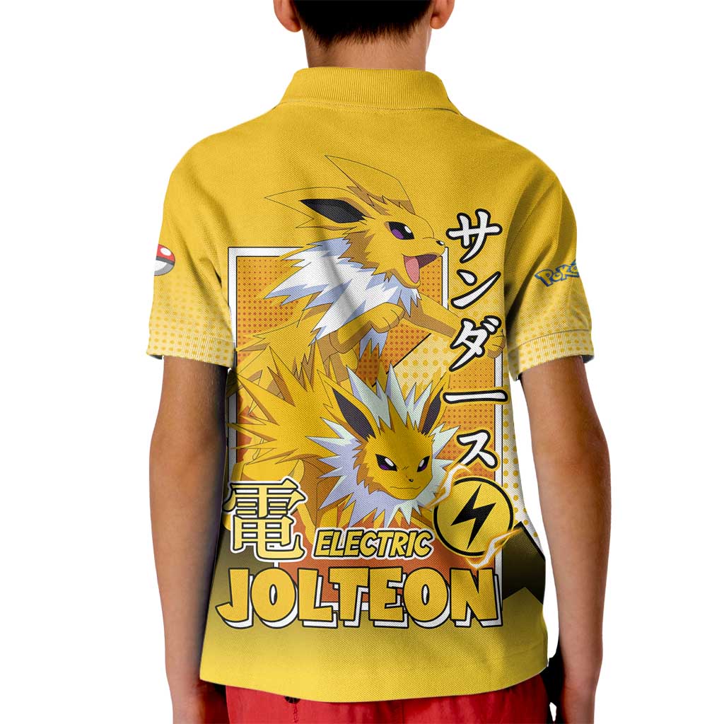 Jolteon from Poké Kid Polo Shirt with Electric Type Thunderbolt and Speed Design - The Mazicc