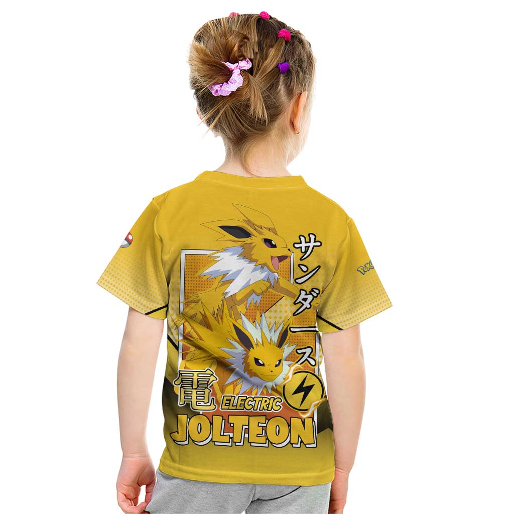 Jolteon from Poké Kid T Shirt with Electric Type Thunderbolt and Speed Design - The Mazicc