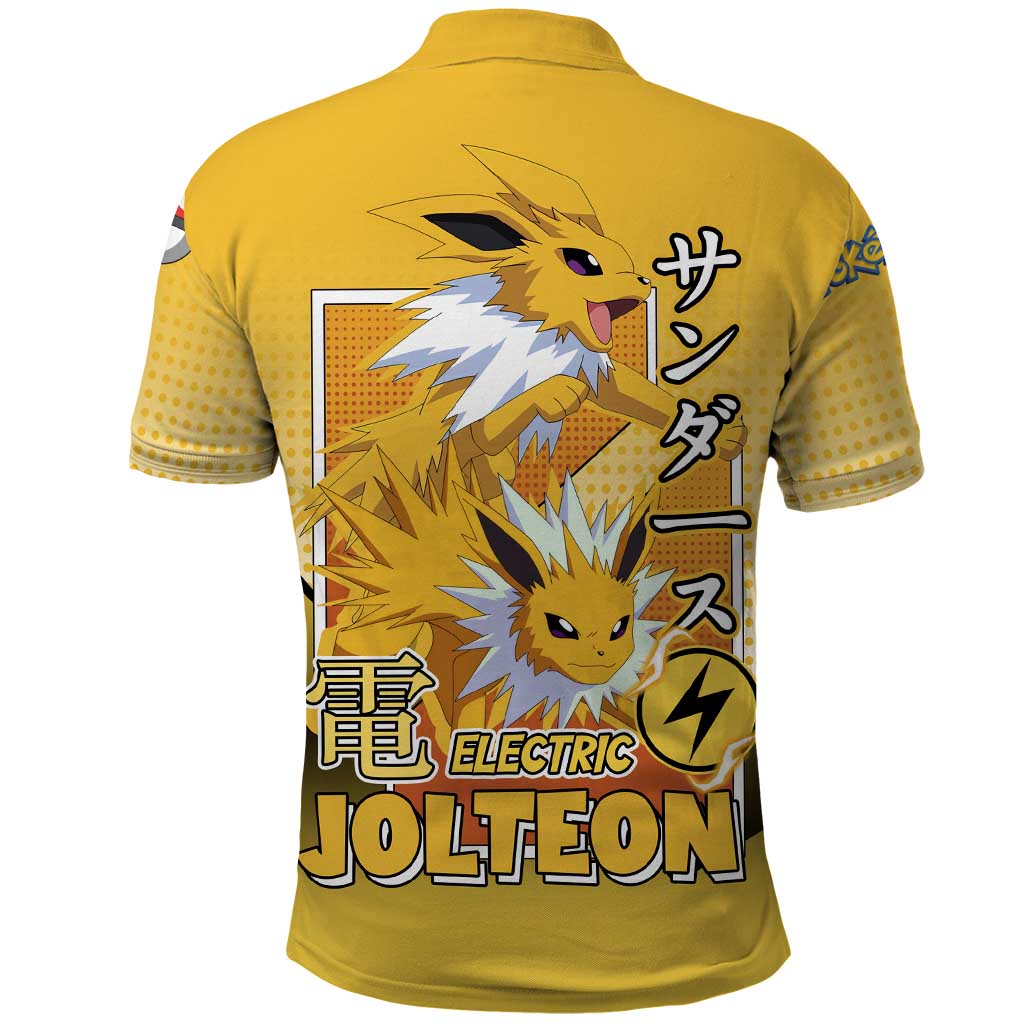Jolteon from Poké Polo Shirt with Electric Type Thunderbolt and Speed Design - The Mazicc