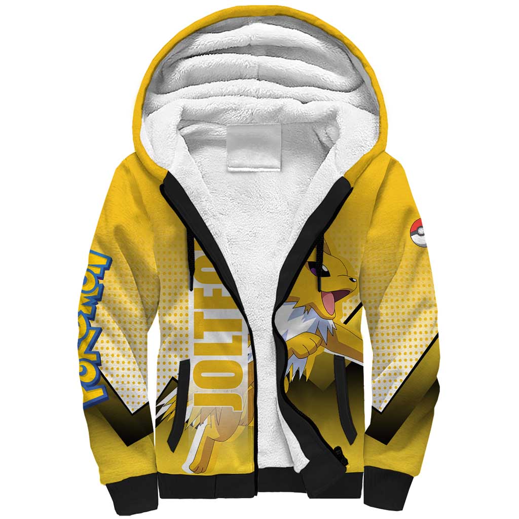 Jolteon from Poké Sherpa Hoodie with Electric Type Thunderbolt and Speed Design - The Mazicc