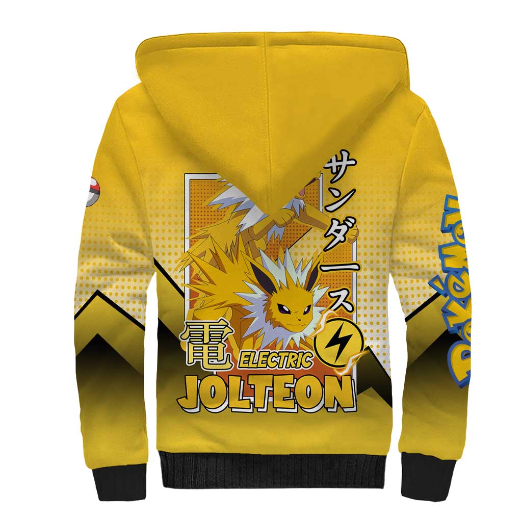 Jolteon from Poké Sherpa Hoodie with Electric Type Thunderbolt and Speed Design - The Mazicc