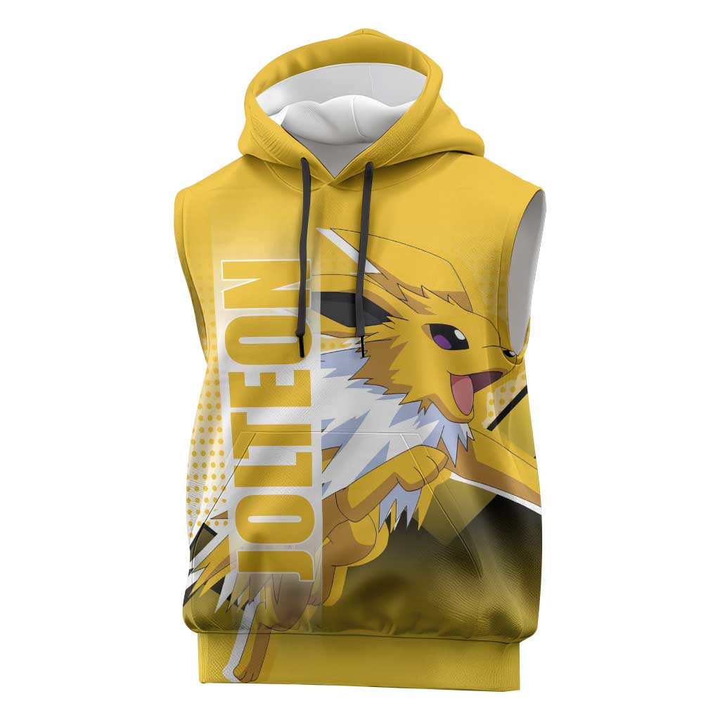 Jolteon from Poké Sleeveless Hoodie with Electric Type Thunderbolt and Speed Design - The Mazicc