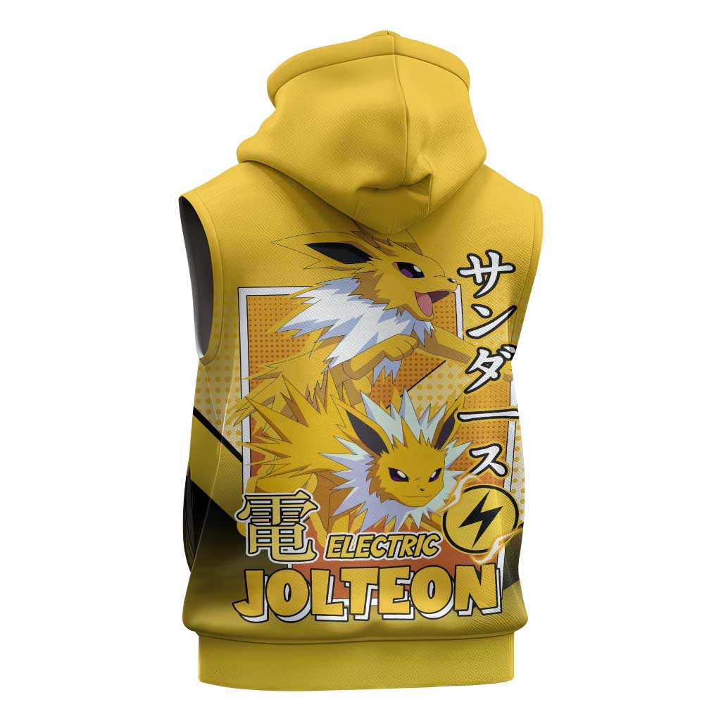 Jolteon from Poké Sleeveless Hoodie with Electric Type Thunderbolt and Speed Design - The Mazicc