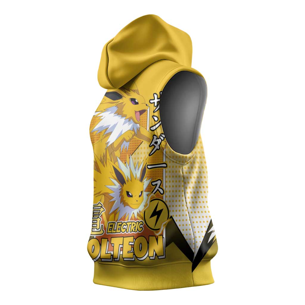 Jolteon from Poké Sleeveless Hoodie with Electric Type Thunderbolt and Speed Design - The Mazicc