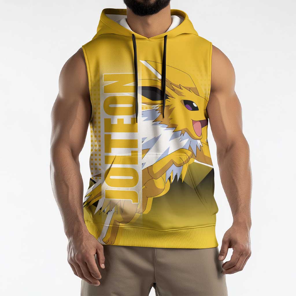 Jolteon from Poké Sleeveless Hoodie with Electric Type Thunderbolt and Speed Design - The Mazicc
